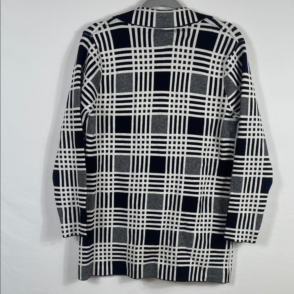 Sioni Plaid Pattern Long Sweater Cardigan‎ Jacket Double Pocket, Button Closure. - Picture 3 of 5
